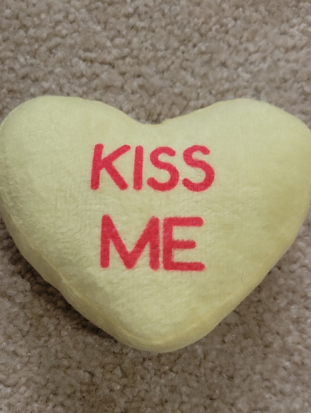 FREE W ANY PURCHASE! Yellow Heart Plush with Red "KISS ME" Text